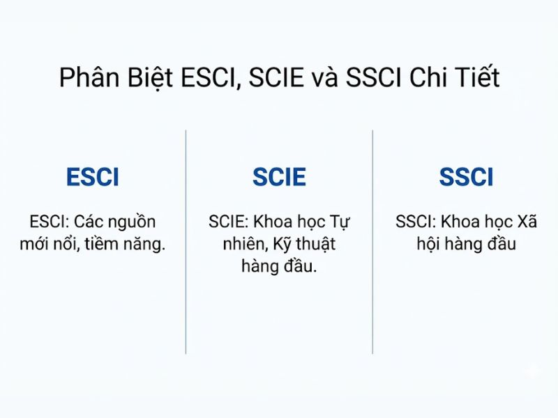 III. Sự Khác Biệt Giữa ESCI, SCIE, SSCI và Scopus (Dữ Liệu Cấu Trúc)