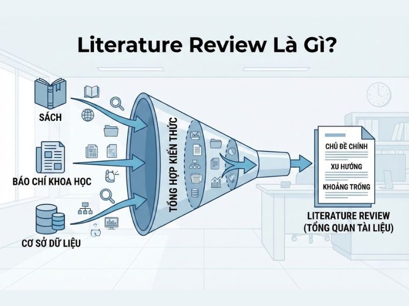 Literature Review Là Gì? Hướng Dẫn Viết Tổng Quan Tài Liệu Chuẩn Khoa Học (Quy Trình 5 Bước)