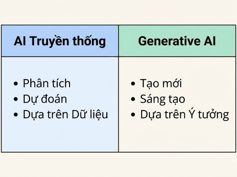 Sự Khác Biệt Giữa AI Truyền Thống Và Generative AI
