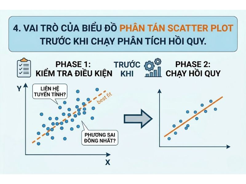 Biểu đồ phân tán Scatter Plot là gì? Hướng dẫn cách đọc và nhận diện tương quan tuyến tính trước khi chạy hồi quy
