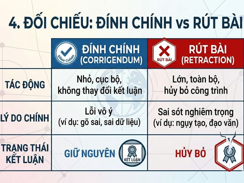 Đính chính và Rút bài (Corrigendum vs Retraction) trong Xuất bản Khoa học
