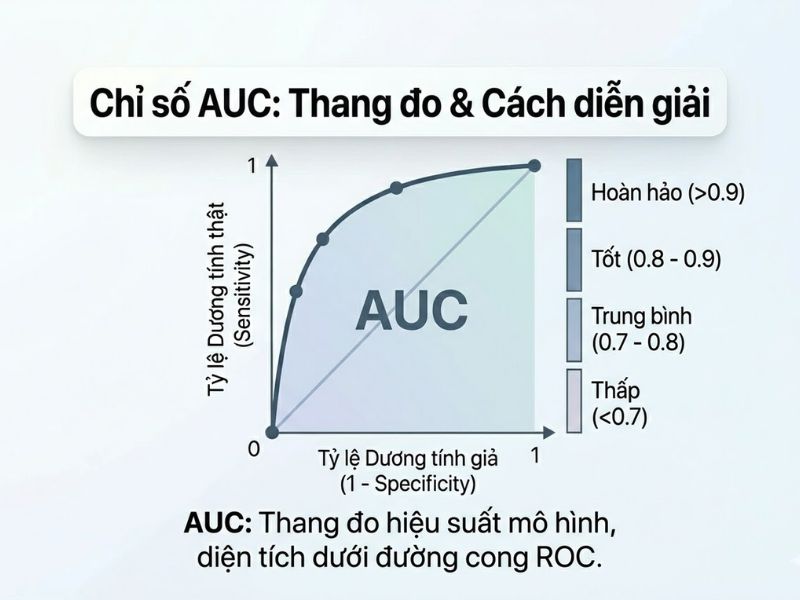 Đường cong ROC và chỉ số AUC: Đánh giá độ chính xác của mô hình chẩn đoán và phân loại