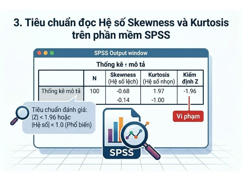 Hệ số Skewness và Kurtosis: Khái niệm và Tiêu chuẩn kiểm định phân phối chuẩn trên SPSS
