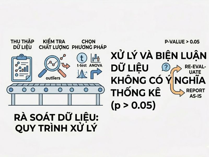 Dữ liệu không có ý nghĩa thống kê (p > 0.05): Cách xử lý và viết biện luận thuyết phục hội đồng
