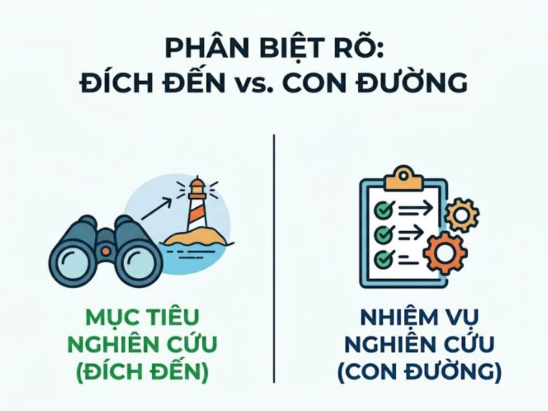 Nhiệm vụ nghiên cứu là gì? Hướng dẫn phân biệt Mục tiêu và Nhiệm vụ nghiên cứu
