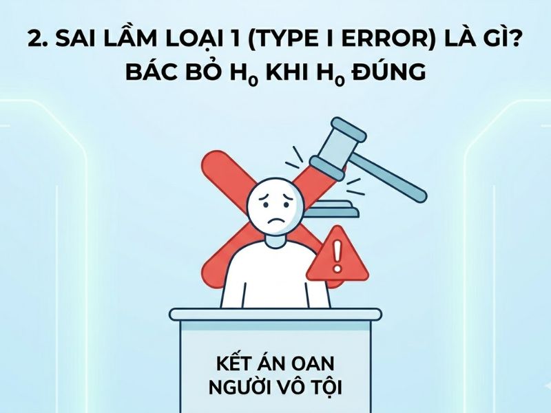 Sai lầm loại 1 và Sai lầm loại 2 trong Kiểm định giả thuyết: Định nghĩa và Mức ý nghĩa Alpha (5%)
