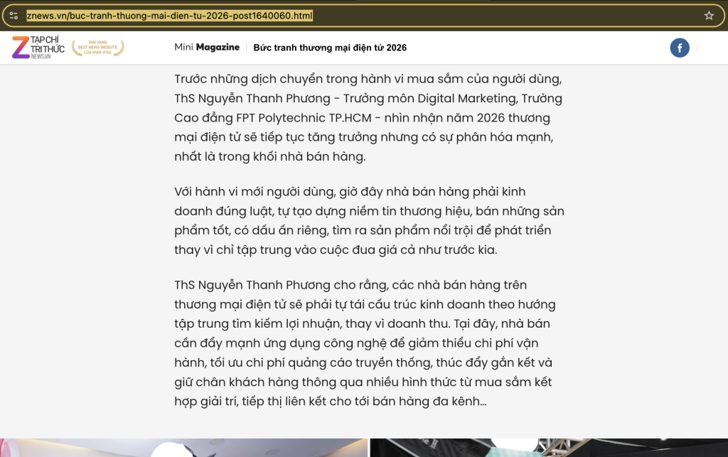 Nhận định của chuyên gia Nguyễn Thanh Phương trên Zingnew 