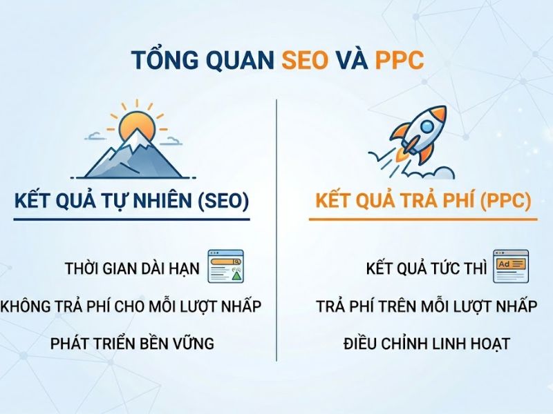 Phân biệt khác nhau giữa SEO và PPC
