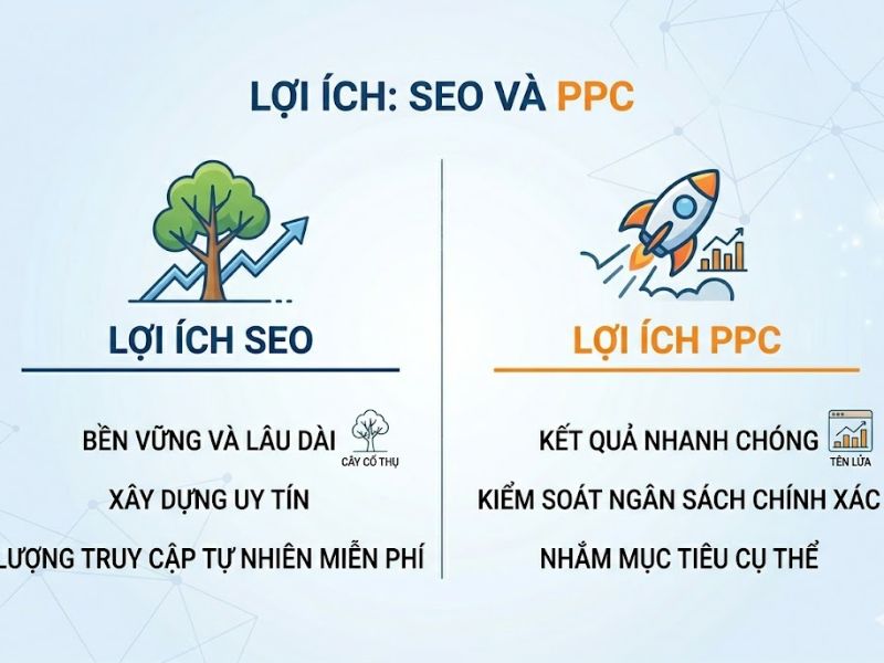 Phân biệt khác nhau giữa SEO và PPC
