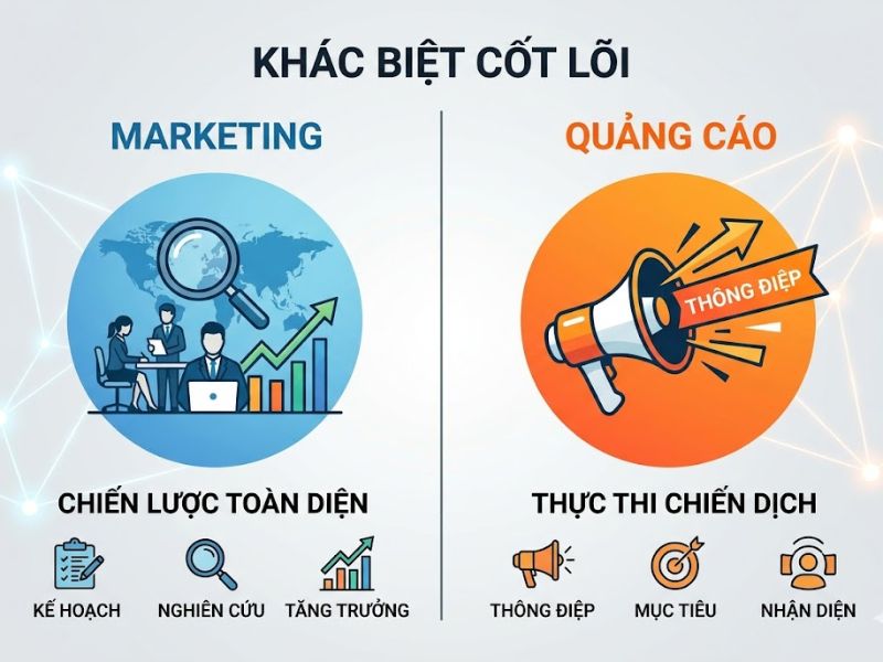 Sự Khác Nhau Marketing Và Quảng Cáo 
