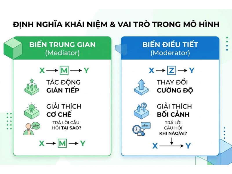 Biến trung gian và biến điều tiết: Phân biệt trong mô hình